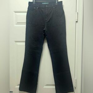 Lauren Ralph Lauren VTG Black Jeans Sz 8 Bootcut Stretch Embroidered Bling Black